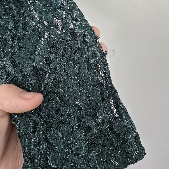 Dawn Joy Fashion Dress Size 6P Petite Green Lace Midi Women Dress USA Made - Picture 15 of 16